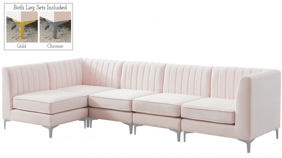 Alina Pink Velvet Modular Sectional from Meridian - Luna Furniture