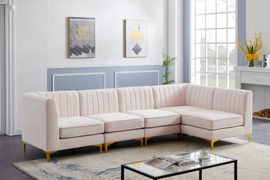 Alina Pink Velvet Modular Sectional from Meridian - Luna Furniture