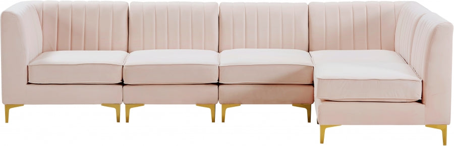 Alina Pink Velvet Modular Sectional from Meridian - Luna Furniture