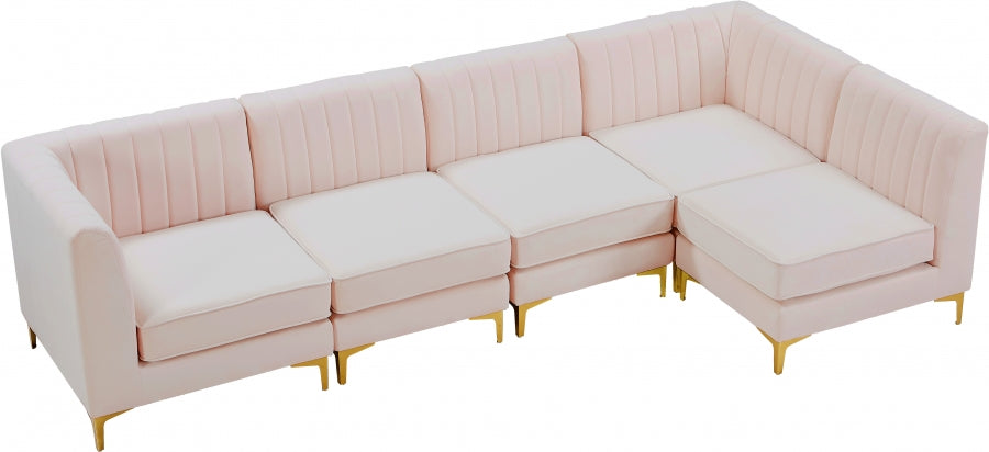 Alina Pink Velvet Modular Sectional from Meridian - Luna Furniture