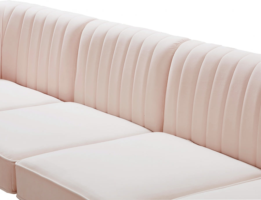 Alina Pink Velvet Modular Sectional from Meridian - Luna Furniture