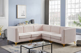 Alina Pink Velvet Modular Sectional from Meridian - Luna Furniture