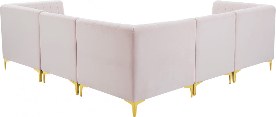 Alina Pink Velvet Modular Sectional from Meridian - Luna Furniture