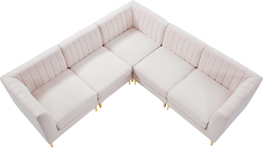 Alina Pink Velvet Modular Sectional from Meridian - Luna Furniture