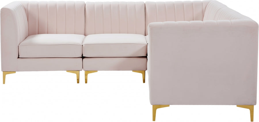 Alina Pink Velvet Modular Sectional from Meridian - Luna Furniture