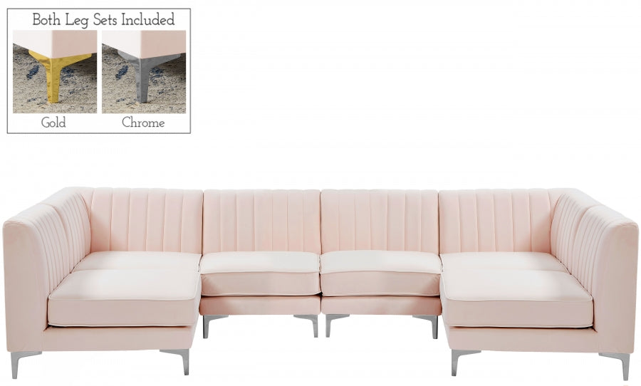 Alina Pink Velvet Modular Sectional from Meridian - Luna Furniture