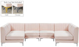 Alina Pink Velvet Modular Sectional from Meridian - Luna Furniture