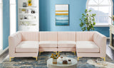 Alina Pink Velvet Modular Sectional from Meridian - Luna Furniture