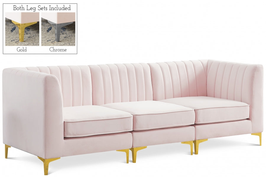 Alina Pink Velvet Modular Sofa from Meridian - Luna Furniture