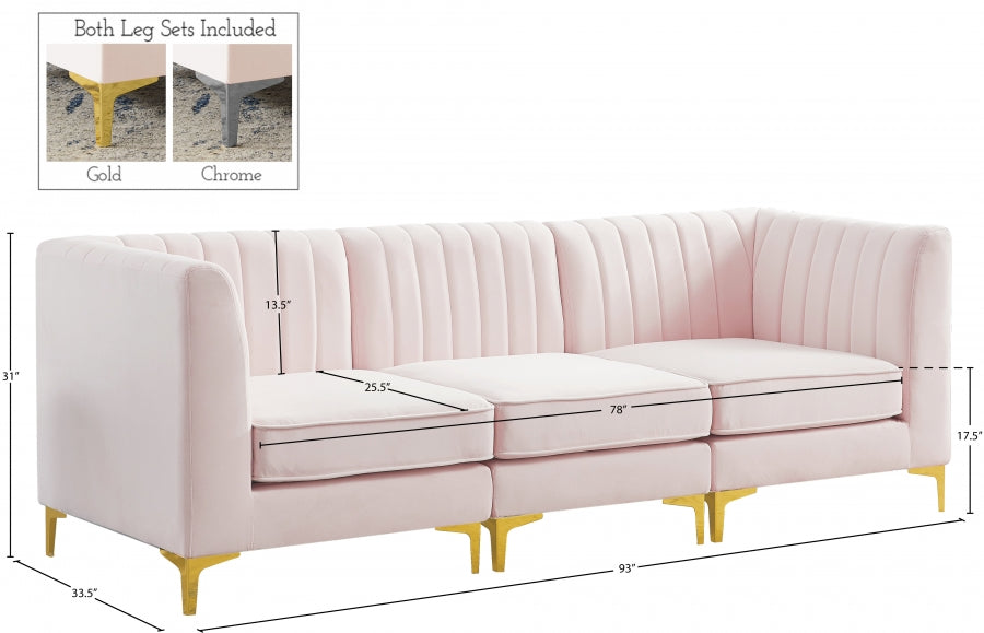 Alina Pink Velvet Modular Sofa from Meridian - Luna Furniture