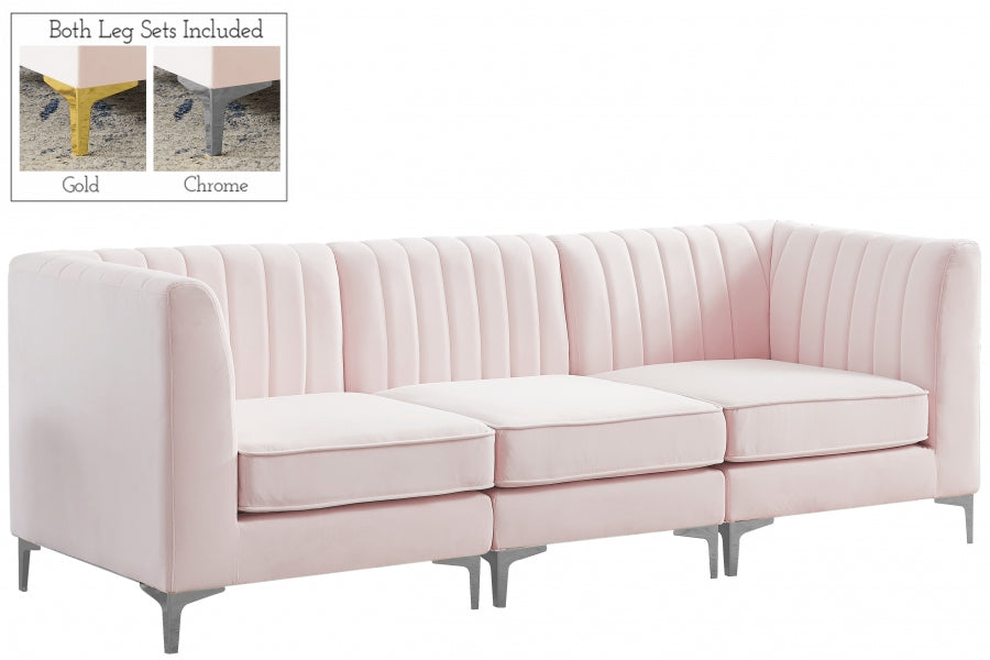 Alina Pink Velvet Modular Sofa from Meridian - Luna Furniture