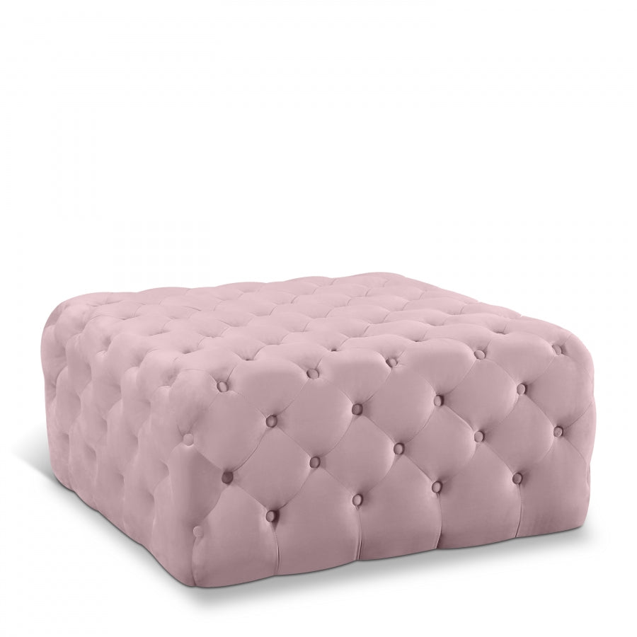 Ariel Pink Velvet Ottoman | Bench from Meridian - Luna Furniture