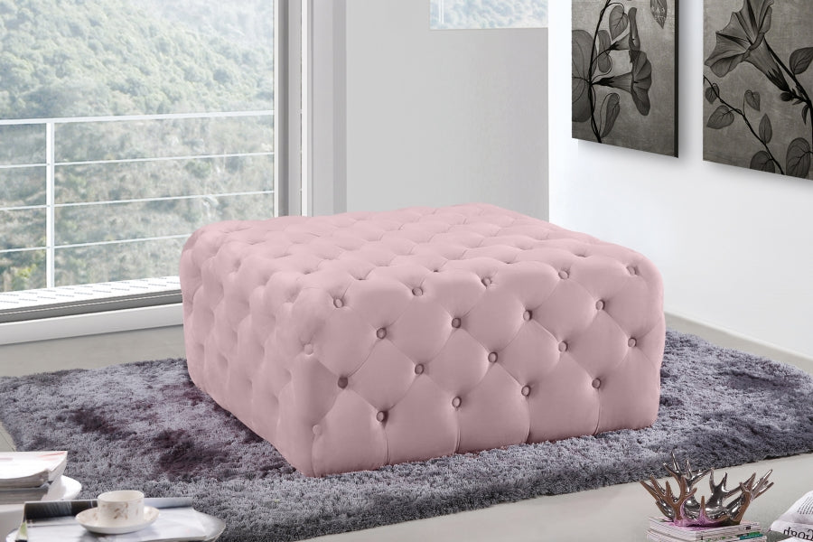 Ariel Pink Velvet Ottoman | Bench from Meridian - Luna Furniture