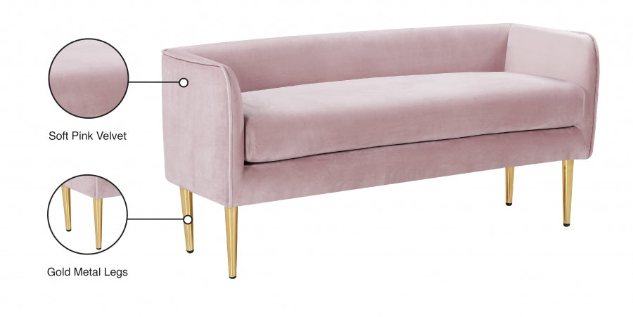 Audrey Pink Velvet Bench from Meridian - Luna Furniture