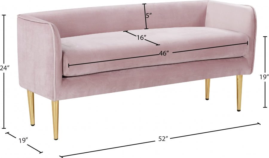 Audrey Pink Velvet Bench from Meridian - Luna Furniture