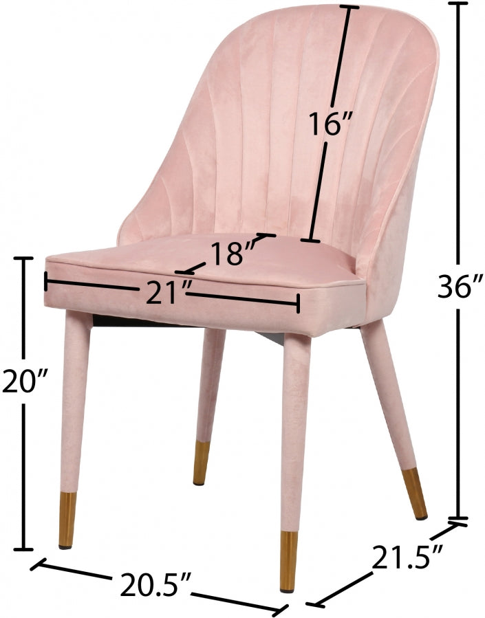 Belle Pink Velvet Dining Chair, Set of 2 from Meridian - Luna Furniture