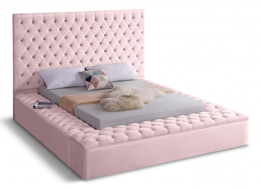 Bliss Pink Velvet Full Bed from Meridian - Luna Furniture