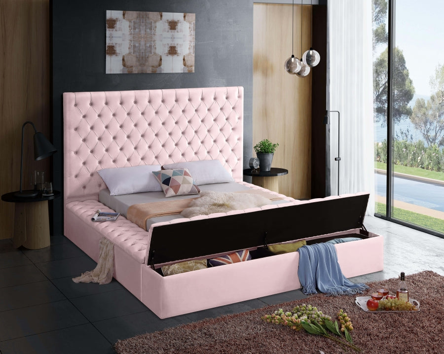 Bliss Pink Velvet Full Bed from Meridian - Luna Furniture