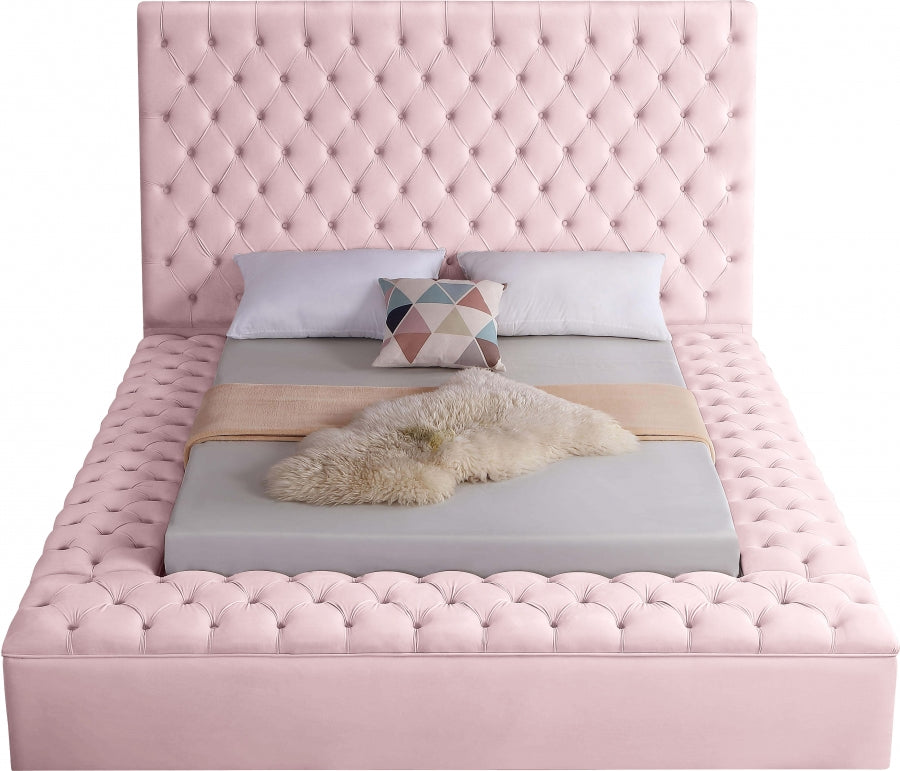 Bliss Pink Velvet Full Bed from Meridian - Luna Furniture