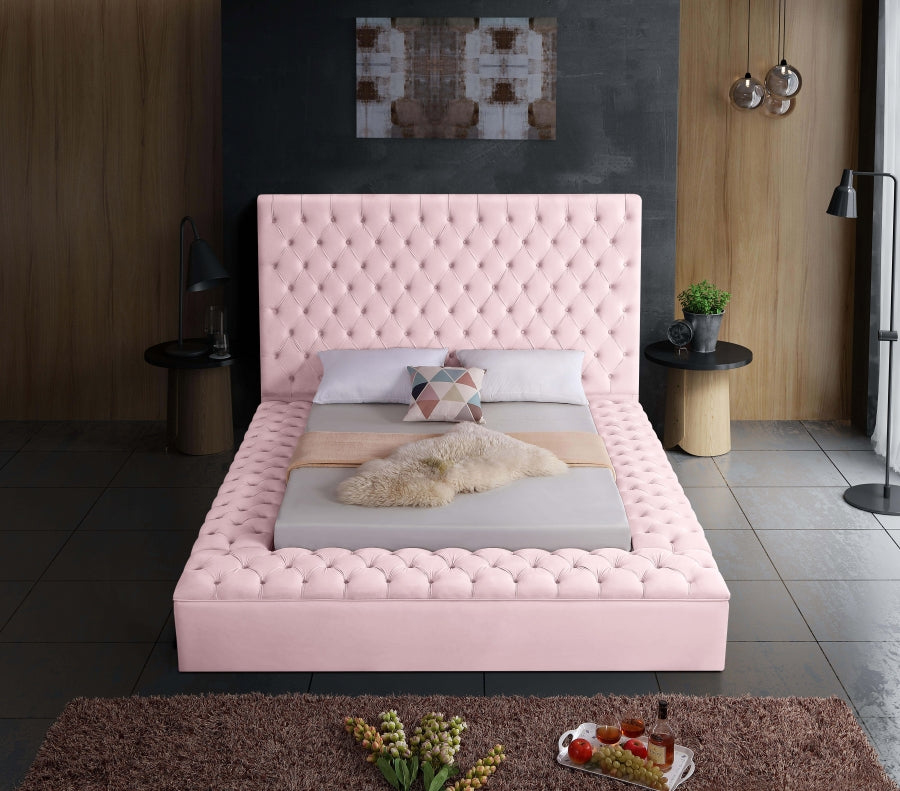 Bliss Pink Velvet Full Bed from Meridian - Luna Furniture