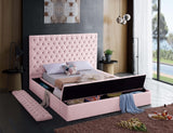 Bliss Pink Velvet Full Bed from Meridian - Luna Furniture