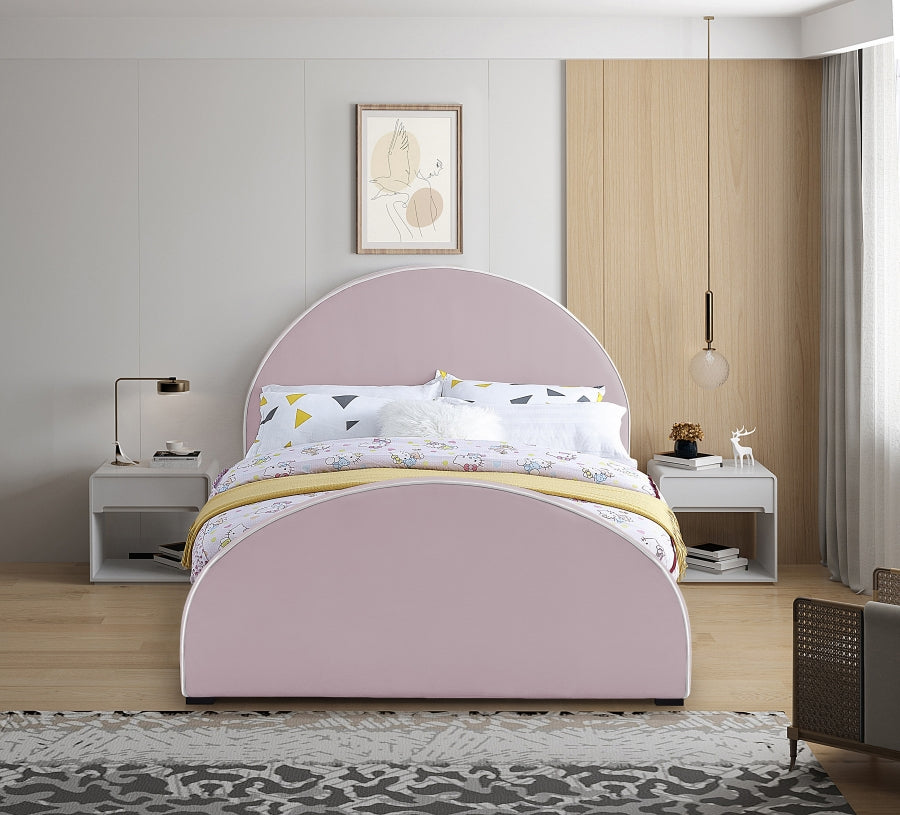 Brody Pink Velvet Full Bed from Meridian - Luna Furniture