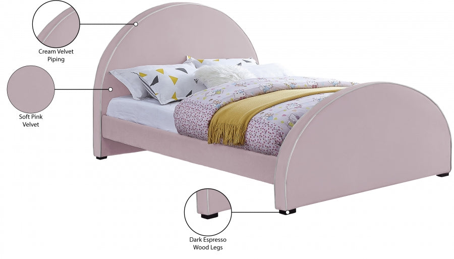 Brody Pink Velvet Full Bed from Meridian - Luna Furniture