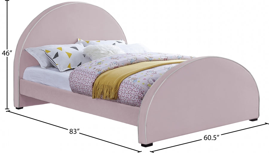 Brody Pink Velvet Full Bed from Meridian - Luna Furniture