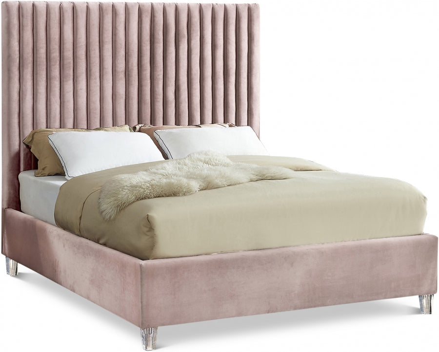 Candace Pink Velvet Full Bed from Meridian - Luna Furniture