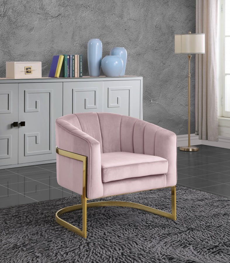 Carter Pink Velvet Accent Chair from Meridian - Luna Furniture