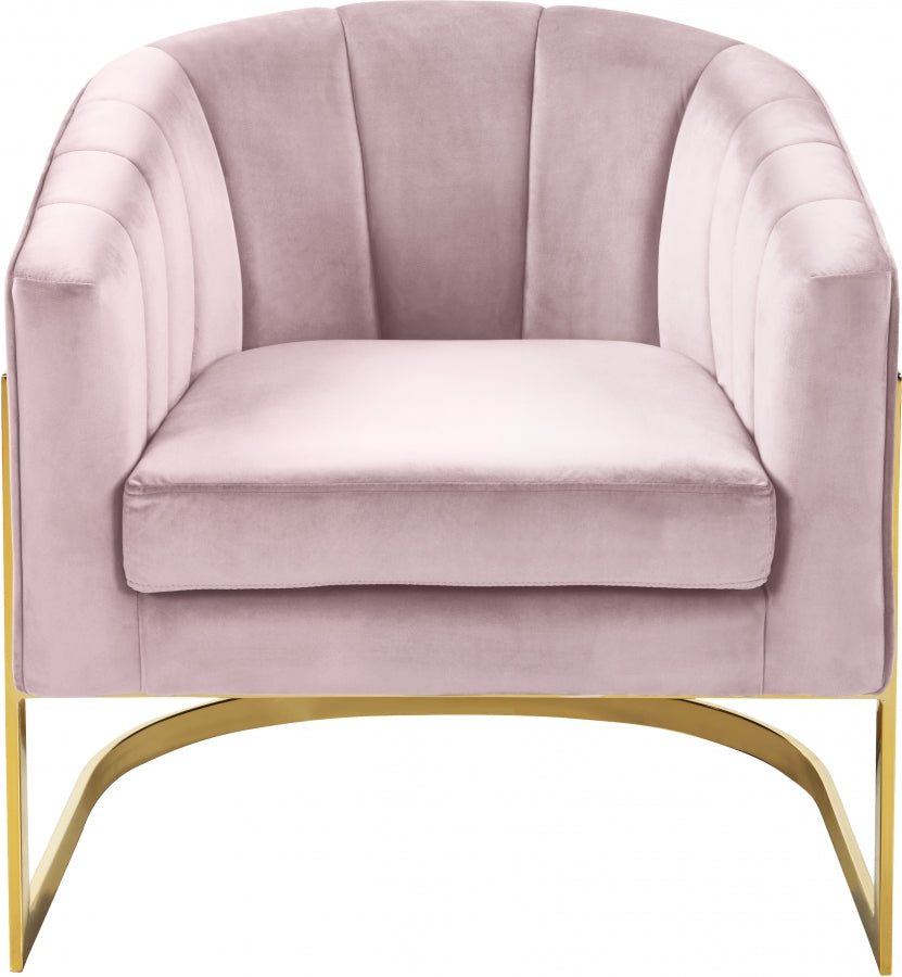 Carter Pink Velvet Accent Chair from Meridian - Luna Furniture