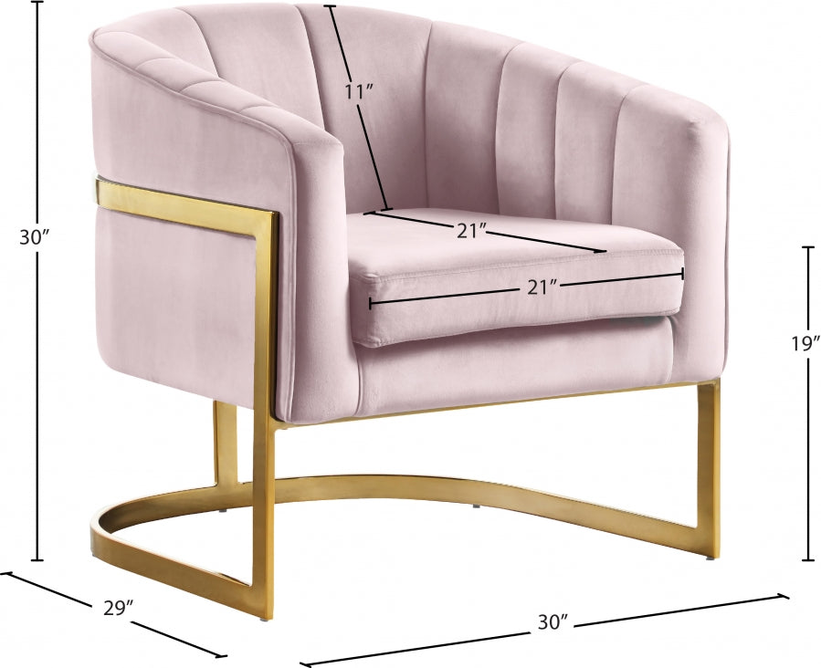 Carter Pink Velvet Accent Chair from Meridian - Luna Furniture