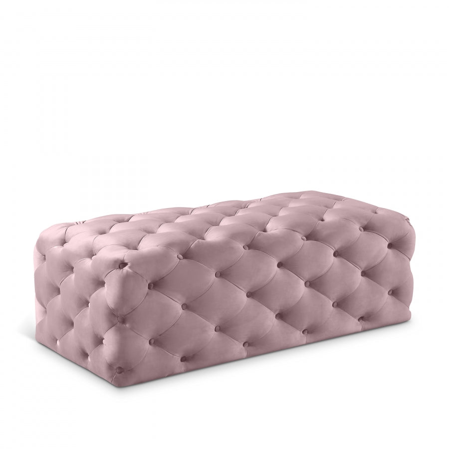 Casey Pink Velvet Ottoman | Bench from Meridian - Luna Furniture