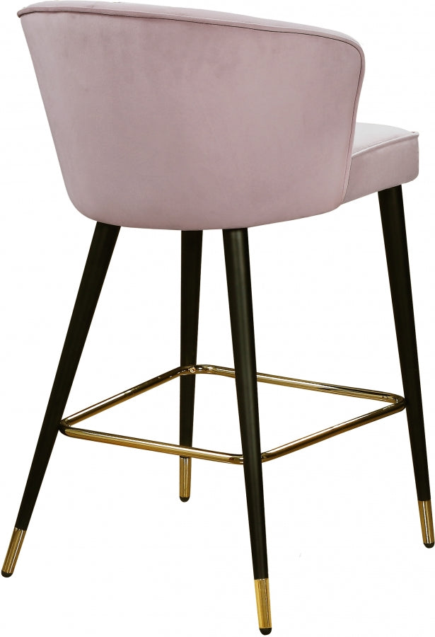 Cassie Pink Velvet Counter Stool, Set of 2 from Meridian - Luna Furniture