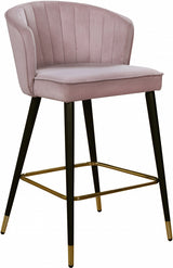 Cassie Pink Velvet Counter Stool, Set of 2 from Meridian - Luna Furniture