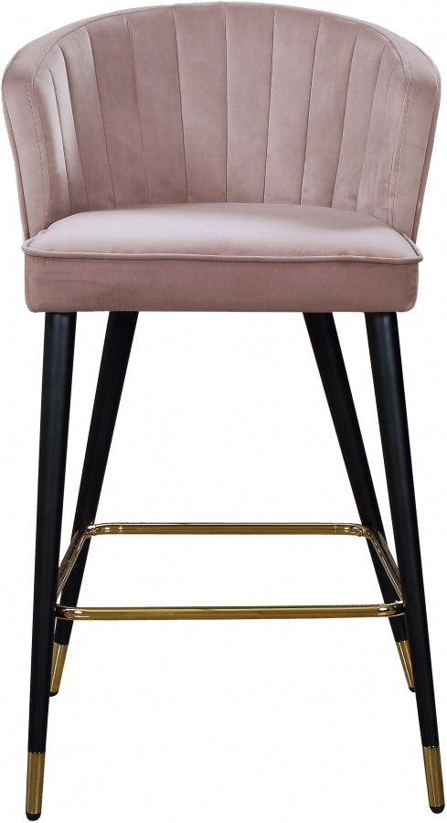 Cassie Pink Velvet Counter Stool, Set of 2 from Meridian - Luna Furniture