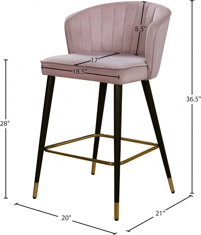 Cassie Pink Velvet Counter Stool, Set of 2 from Meridian - Luna Furniture