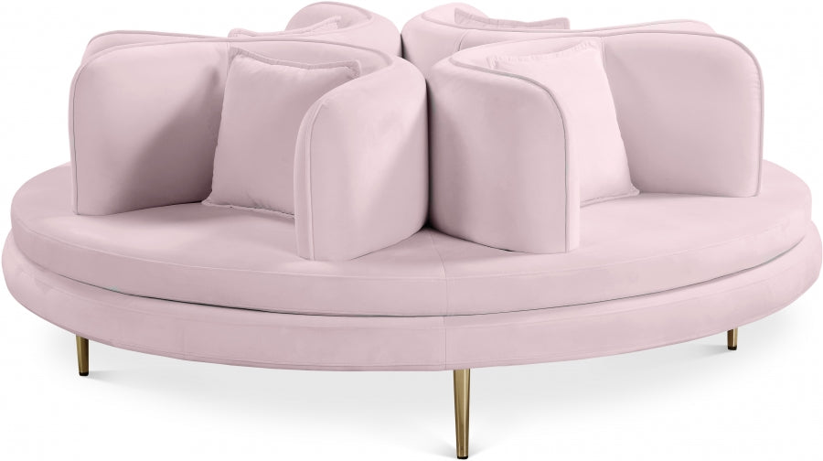 Circlet Pink Velvet Roundabout Sofa from Meridian - Luna Furniture