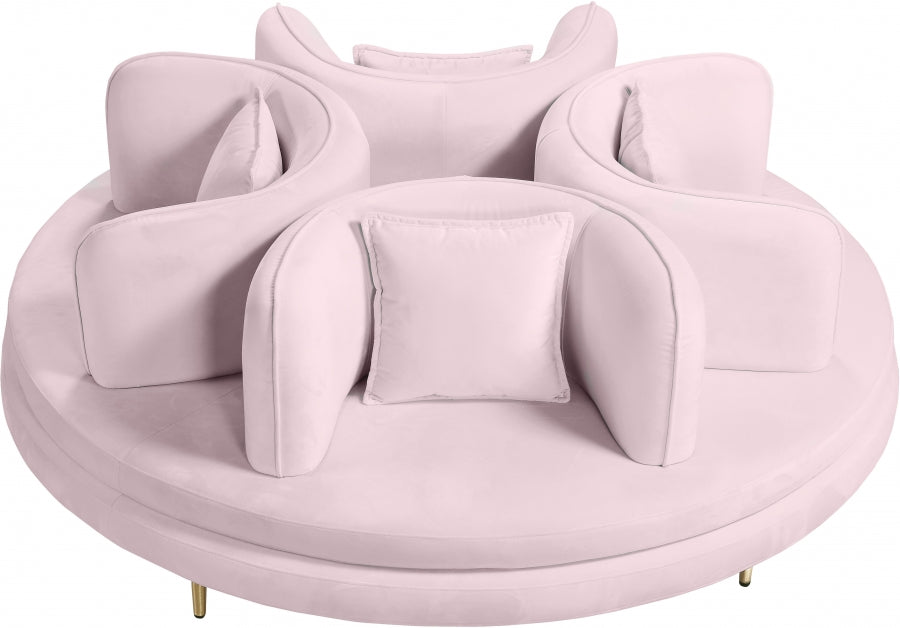 Circlet Pink Velvet Roundabout Sofa from Meridian - Luna Furniture