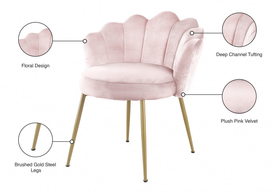 Claire Pink Velvet Accent Chair / Dining Chair from Meridian - Luna Furniture