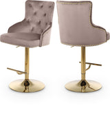 Claude Pink/Gold Velvet Adjustable Bar | Counter Stool from Meridian - Luna Furniture