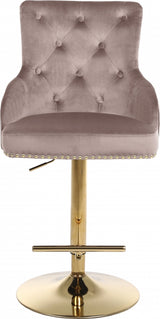 Claude Pink/Gold Velvet Adjustable Bar | Counter Stool from Meridian - Luna Furniture