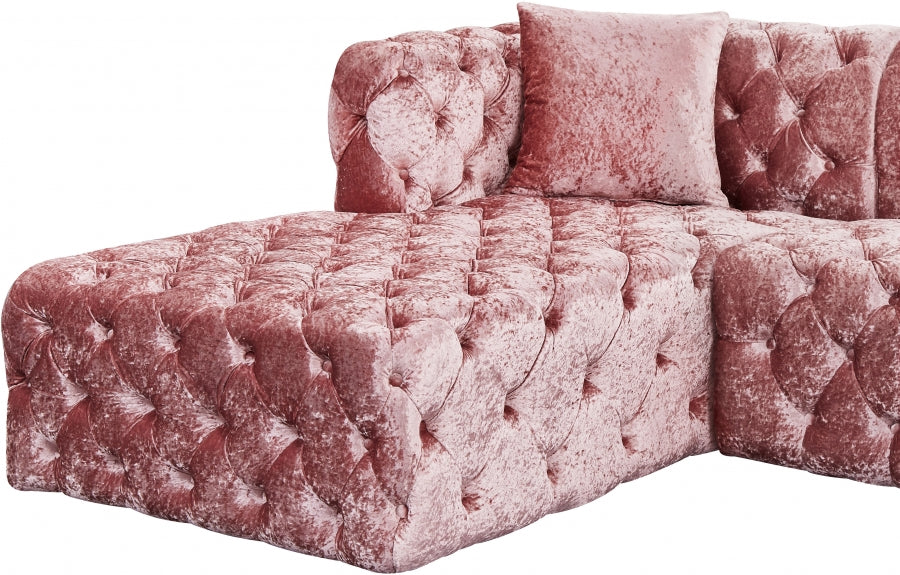 Coco Pink Velvet 3pc. Sectional from Meridian - Luna Furniture