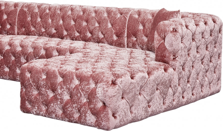 Coco Pink Velvet 3pc. Sectional from Meridian - Luna Furniture