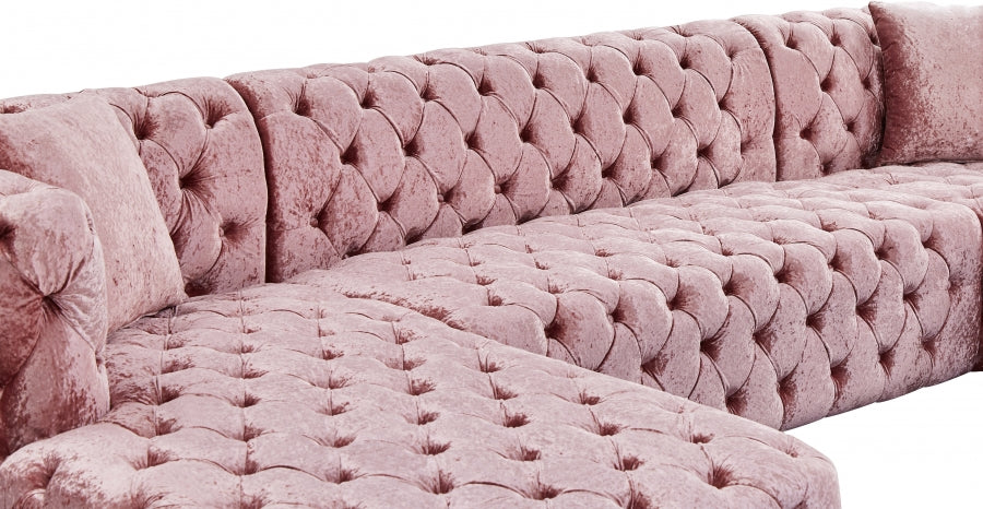 Coco Pink Velvet 3pc. Sectional from Meridian - Luna Furniture