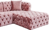 Coco Pink Velvet 3pc. Sectional from Meridian - Luna Furniture