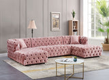 Coco Pink Velvet 3pc. Sectional from Meridian - Luna Furniture