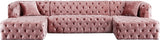 Coco Pink Velvet 3pc. Sectional from Meridian - Luna Furniture