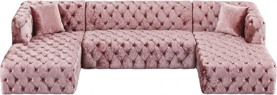 Coco Pink Velvet 3pc. Sectional from Meridian - Luna Furniture