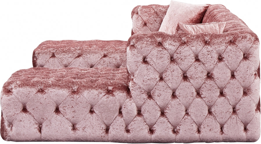 Coco Pink Velvet 3pc. Sectional from Meridian - Luna Furniture